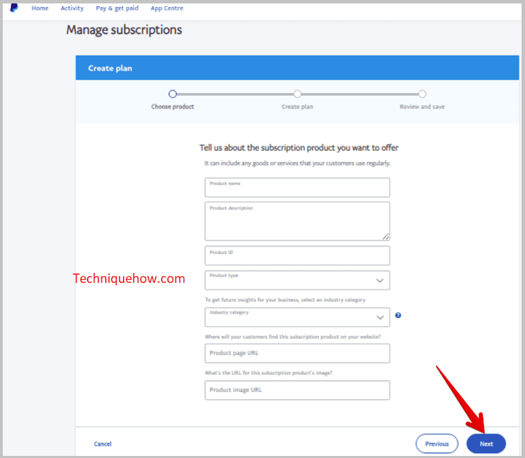     Página Administrar suscripciones