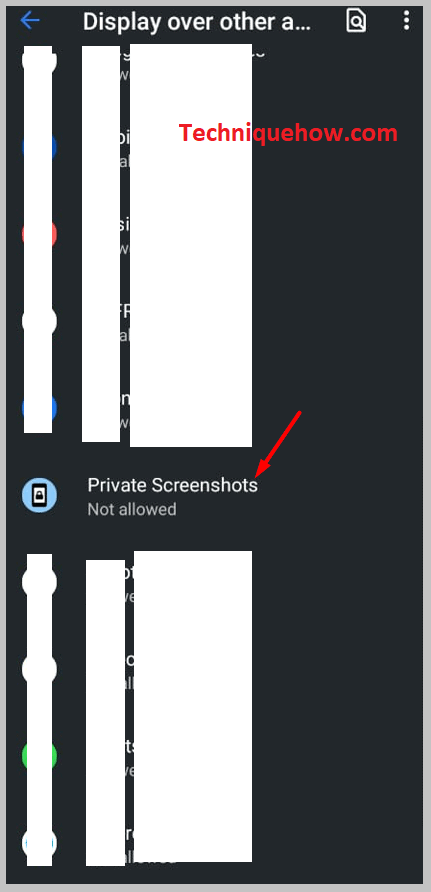 en el panel superior privado