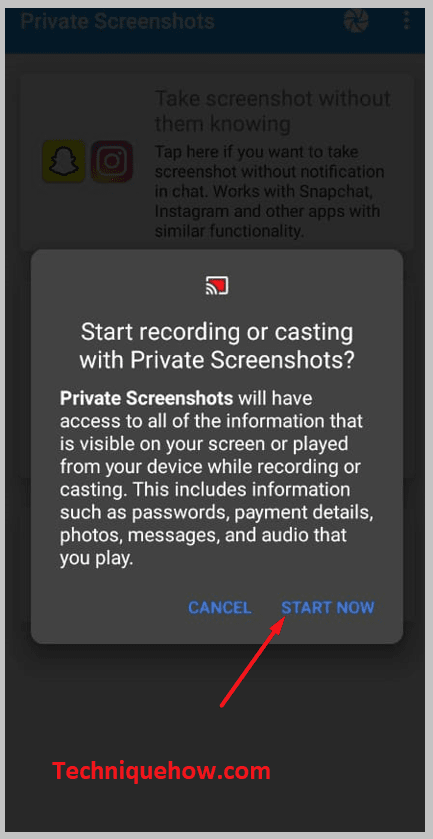     haga clic en Iniciar privado ahora