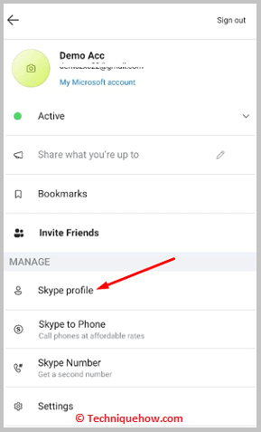 Toca Perfil de Skype