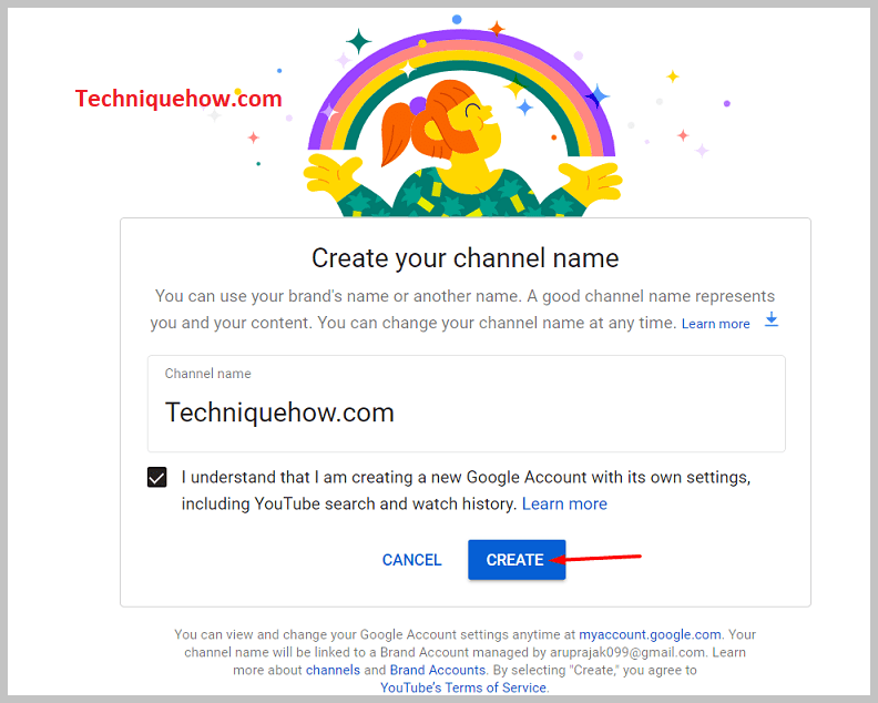 haga clic en Crear en Youtube