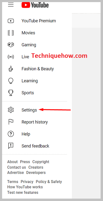 haga clic en Configuración en Youtube