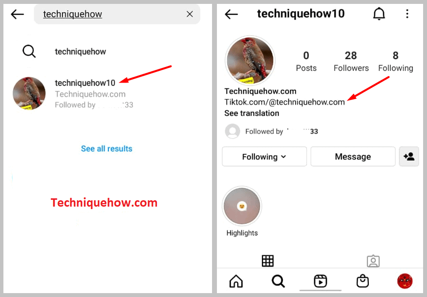 ellos y ve a su biografía de Instagram.
