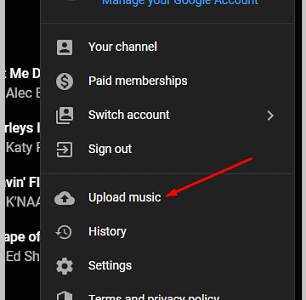 Click on Upload music options