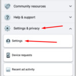 Cómo arreglar el código de autenticación de dos factores de Facebook que no se recibe the Settings and Privacy section