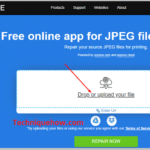 Cómo reparar imágenes dañadas en línea click on the Drop or upload your file box