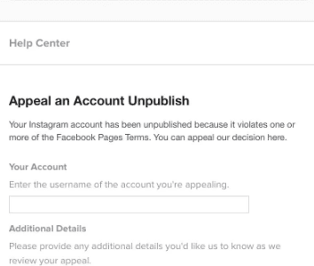 Cómo resolver el recurso de Instagram para cancelar la publicación de una cuenta Instagram Appeal An Account Unpublish