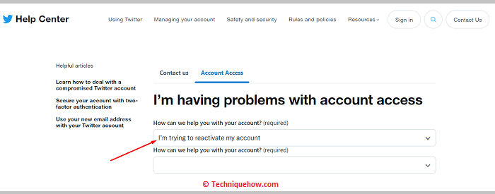 Select the option on twitter