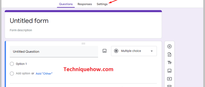 Click on Setiings on google form