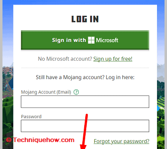 Log in to your Minecraft account